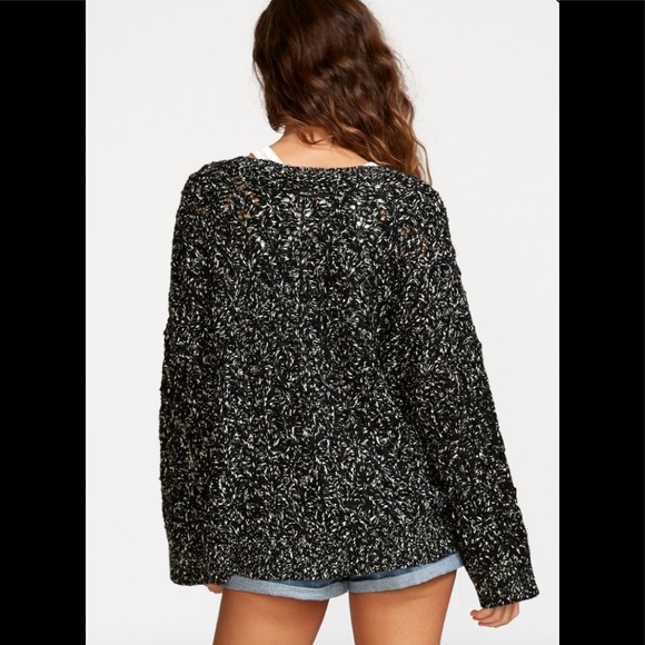 NWT RVCA Brody Black White Cardigan Sweater - Picture 3 of 8
